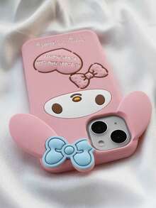 SANRIO Cartoon 3D Rabbit Heart Bow Phone Case, Shockproof Silicone Protective Cover, Compatible With Apple 17/17Air/17Pro/17Promax, 16/16Plus/16Pro/16Promax, 15/15Plus/15Pro/15Promax, 14/14Plus/14Pro/14Promax, 13/13Pro/13Promax, 12/12Pro/12Promax, 11/11Pro Max, XR/XSMAX, 7P/8P, 7/8/SE, Dust-Proof, Popular Style - Pink - View 8