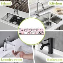 1pc Halloween Ghost Pattern Sink Faucet Water Absorbent Mat, Drainage Mat, Suitable For Kitchen, Bathroom Sink, Countertop, Drainage Mat, Diatomaceous Earth Material, Trimmable, Quick-Dry Mat - Multicolor - View 8