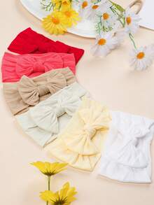 6pcs Soft Comfortable Nylon Bow Baby Headbands, Macaron Color Series Children's Headbands, Suitable For Daily Wear - Multicolor - View 2