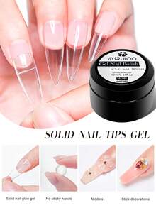 MSRUIOO 1/2pcs 10ml Solid Nail Tips Gel--Long Lasting Solid Hard Gel, No Sticky Hands, UV LED Curing, Nail Salon & Home Use, Clear Acrylic Solid Nail Tips Gel Nail Polish For Press On Nails, False Tips, Extensions - Strong Bonding, Easy Application - Transparent - View 13
