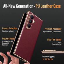 Premium PU Leather Magnetic Auto‑Adsorption Flip Phone Case Compatible With Samsung Galaxy Z Fold 8 Ultra Fold 8 Fold 7 Fold 6 Fold 5, Gilded Edge Full Camera Lens Protection Anti‑Scratch Shock‑Resistant Protective Cover - Burgundy - View 2