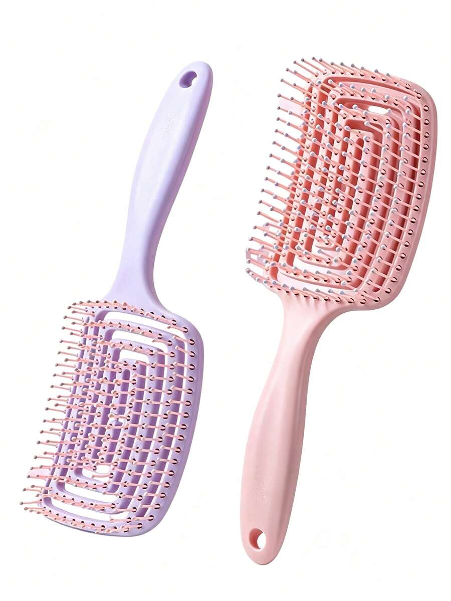 1pc Flexible Massage Hair Brush, Hollow Design, Unisex, Wet & Dry Use, Multi-Functional, Suitable For All Hair Types, Mother's Day Gift, Friend Gift, Couple Gift, Family Gift, Travel Essential, Styling Comb, Back Grooming Comb - A - View 1