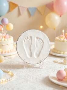 100 Days/1st Birthday Gift Newborn Growth Keepsake Clay For Handprint And Footprint (Ribbon Not Included) S Size Mold Diameter 9cm M Size Mold Diameter 12cm (Random Mold Shape) - Multicolor - View 3