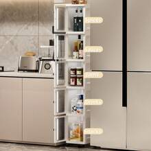 Multifunctional Stackable Rolling Storage Cabinet With Transparent Doors, Pantry Organizer, Kitchen Bathroom Shelf, Modular Stackable Rack For Kitchen, Bedroom, Bathroom, Pantry, Narrow Space Storage, 3/4/5/6 Tiers - View 10