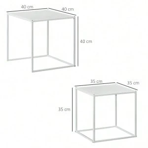 Tables pour la maison, blanc, acier, 40 x 40 x 40 cm - Multicolore - Voir 1