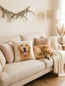 1pc Personalized Pet Photo Pillow, Custom Dog Cat Picture Throw Pillow, Soft Keepsake Cushion For Pet Lovers, Home Sofa Decor & Memorial Pet Gift For Pet Owners - Multicolor - View 4