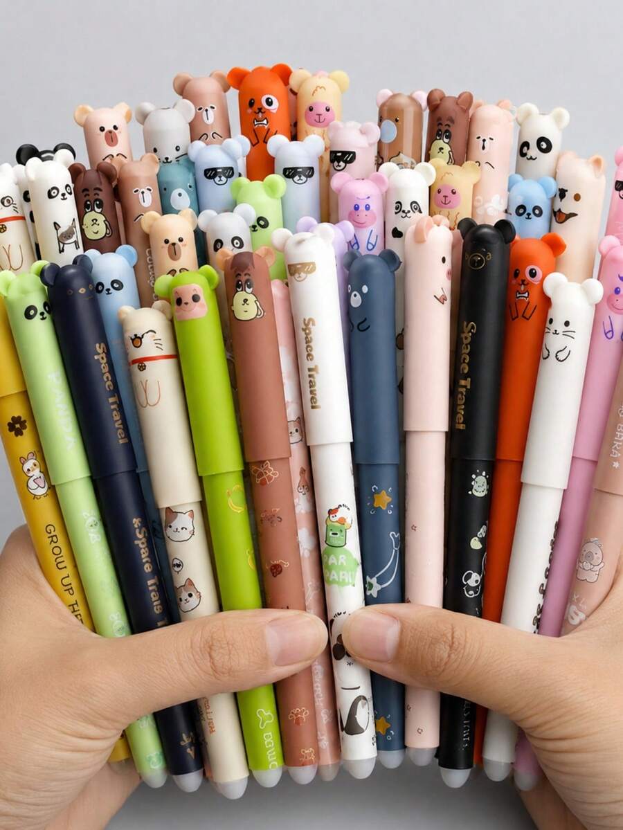 30-Pack 0.7mm Erasable Gel Pens, Animal Print Design, Includes 20 Random Pens + 10 Refills, Multi-Color Thermo-Sensitive Erasable Ink