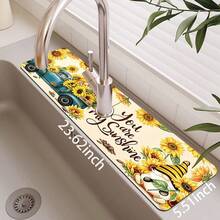 1pc Thanksgiving Floral Pattern Rubber Faucet Splash Guard, Bathroom Faucet Splash Pad, Mud Guard, Moisture-Proof Anti-Slip Faucet Pad, Kitchen Countertop Accessory. Protect Your Kitchen Countertop. - Multicolor - View 13