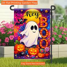 2D Flat 1pc Halloween Ghost Candy Single-Sided Printed Welcome Garden Flag, Porch Decor, Suitable For Garden And Outdoor Yard Decoration, Autumn Holiday Celebration Decorative Flag, Flag Pole Not Included - A - View 7