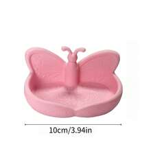 Bandeja de almacenamiento de joyas con mariposa rosa mini, organizador de anillos, collares, pendientes y pulseras para escritorio, soporte de exhibición de accesorios para el cabello, decoración de almacenamiento para tocador, dormitorio y entrada, organizador de clasificación de artículos pequeños para mesa de maquillaje, decoración del hogar, regalo de Navidad, regalo de cumpleaños, regalo del Día de la Madre, regalo festivo - Rosa - Ver 4