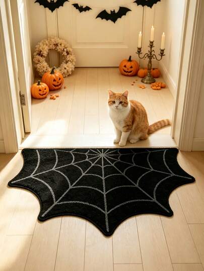 1pc Halloween New Style, Absorbent Soft Carpet, Semi-Circle Spider Web Entrance Mat, Autumn/Winter Popular Decorative Door Mat, Door Mat, Patio, Door Mat, Small Carpet, Welcome Mat, Carpet, Floor Mat, Outdoor Door Mat, Kitchen Carpet, Home Decor, Front Door Mat, Area Small Carpet, Outdoor Mat, Home Decor, Area Carpet, Garden Carpet, Washable Carpet