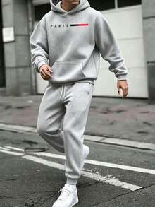 Men Hoodie Co-Ords - Grey - View 1