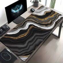 Luckybutterfly 1PC Black Gold Marble Large Mouse Pad, Luxury Agate Swirl Pattern Non‑Slip Extended Desk Mat For Gaming Office Keyboard - Black and White - View 9