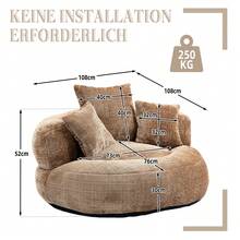 Beige Chenille Sofa - Comfortable Gaming Chair - Coffee Brown - View 7