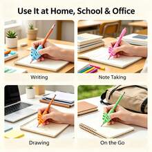 8pcs Random Color Pencil Grips, Soft Comfortable Writing Correction Grip Sleeves, Universal Design For Left And Right Hands, Practical Stationery Accessories, Suitable For Study, Office And Other Daily Writing Scenarios - A - View 7