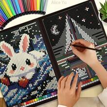 32 Themes Kids DIY Art Painting Coloring Book, Grid Pattern Educational Activity Book, Creative Art Gift For Boys & Girls - Multicolor - View 5