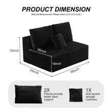 RicenPotato 96'' Plush Cloud Sectional Couch, Boneless L Shape Couch With Deep Seat, Sectional Sofa, Living Room Sofa, No Assembly Required, Minimalist Modular Couches Sleeper For BedroomApartment Lounge,Sofa De Sala, Couch, Sofa Cama, Muebles Para Sala - 黑色 - 查看 12