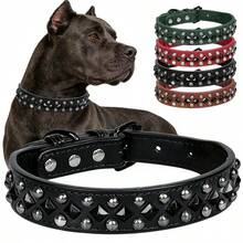 Collar para perro de cuero PU suave con remaches y pinchos de hongo, collar ajustable para mascotas pequeñas, adecuado para perros pequeños - Multicolor - Ver 18