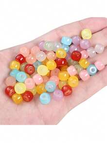30pcs 8*6mm Retro Imitation Jade Glass Cylinder Loose Beads, Handmade DIY Jewelry Accessories, Spacer Beads For Bracelet Necklace Earring Craft Making - 8*6mm Glass Tube Beads - View 4