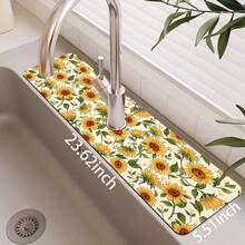 1pc Sunflower Pattern Rubber Faucet Splash Guard, Bathroom Faucet Splash Pad, Mud Guard, Moisture-Proof Non-Slip Faucet Pad, Kitchen Countertop Accessory. Protect Your Kitchen Countertop. - Multicolor - View 13
