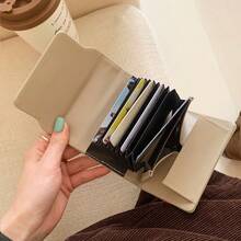 Pebbled Faux Leather Card Holder, ColorBlock Strap Multi-Card Case WithIndependent Coin Pocket - Multicolor - View 3