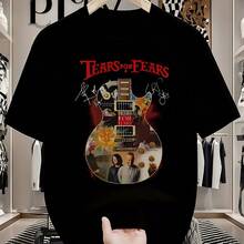 Tears For Fears Official Band T-Shirt - Vintage Guitar Graphic Tee With Curtains Design, Soft Crew Neck Concert Shirt For Men, Machine Washable Rock M - 黑色 - 查看 7