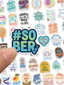 50pcs Sobriety Motivational Graffiti Stickers, Recovery Affirmation Quotes Aesthetic Stickers For Laptop, Journal, Notebook, Guitar, Skateboard, DIY Gift - Multicolor - View 5