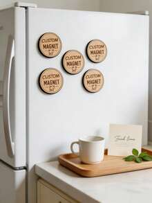 1/5/10Pcs Custom Logo Wooden Fridge Magnet - Personalized Laser Engraved Wood Magnet, Custom Shape Business Logo Magnet, Branded Giveaway For Small Business, Corporate Gifts, Events, Marketing, Promotions & More - Multicolor - View 3
