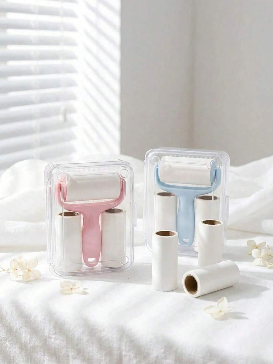 Haus Hana 1 Set Convenient Mini Lint Roller Kit - 1 Handle + 3 Refill Rolls, Strong Adhesive For Pet Hair Removal, Easy To Use, Reusable Handle, No Electricity Needed For Pet/Clothes/Carpet/Car Seats, Essential For Pet Owners - A - View 1