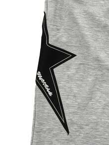 Women's Star Patchwork Drawstring Sweatpants, Spring Casual Jogging Pants, Loose Fit, Running Fitness Multi-Purpose Long Pants - Grey - View 6