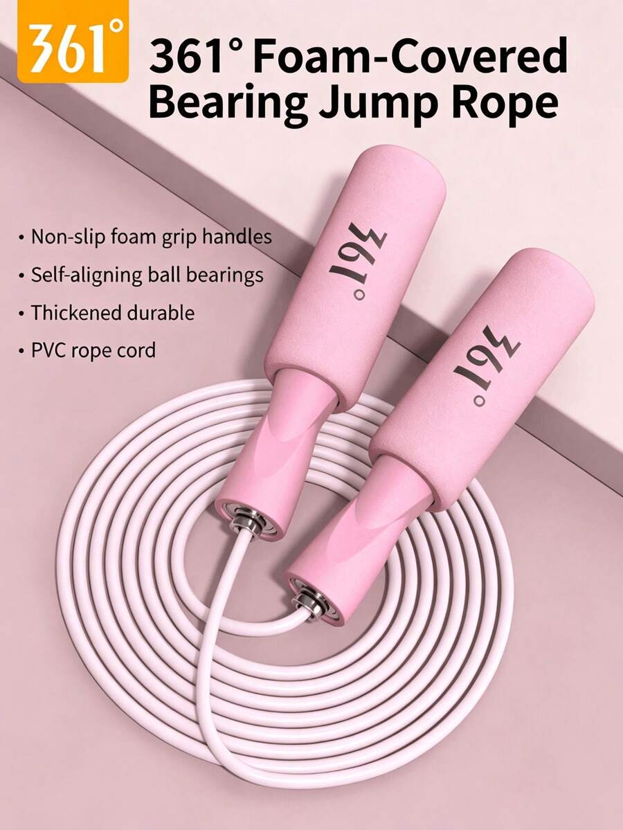 361degree 1pc Unisex Pink Adjustable Steel Wire Ball Bearing High‑Speed Smooth Rotation Tangle‑Free Durable Sporty Racing Speed Jump Rope For Cardio Fitness Gym Home Workout Speed Training - Multicolor - View 1