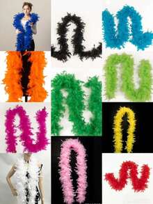 1-5pcs Fluffy Solid Color Feather Scarf, Long Turkey Feather Shawl, Halloween Carnival Birthday Party Cosplay Costume Accessory, Photo Prop DIY Handmade Decoration - A - View 5
