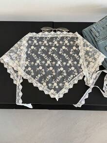 1pc Women's Fashion White Belt Triangle Waist Skirt Lace Waist Apron - White - View 6