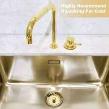 1 Set Gold/Black/Silver Kitchen Sink Drain Filter Strainer Set, Plated Sink Filter Basket With Push-Down Drain Plug, Anti-Clogging Sink Drain Cover, Suitable For Kitchen Sink, Random Color And Style - Multicolor - View 10