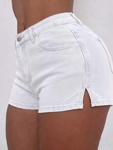 Summer New Versatile Distressed Vintage Denim Shorts, Skinny Sexy Shorts For Women - White - View 4