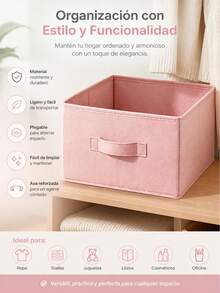 Pink Underwear Storage Box, Non-Woven Fabric Closet Organizer With Cardboard Reinforcement For Drawers And Shelves, 31x31x15cm Storage Container - 粉色 - 查看 9