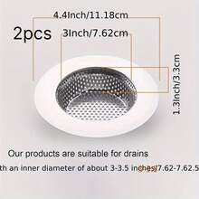 2/1入不鏽鋼水槽濾網附蓋－細網食物攔截器，適用廚房水槽排水口，防堵濾籃，寬邊設計，多用途蔬菜清洗與地板排水口保護器，防鏽 - 彩色 - 查看 8