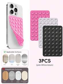 Double-Sided Silicone Suction Cup Phone Holder, Reusable Waterproof Non-Slip Phone & Tablet Suction Mount, Hands-Free Phone Stand, Suitable For Mirror, Glass, Tile, Self-Adhesive Phone Holder, For Makeup, Shower, Cooking, Video Recording - Multicolor - View 12