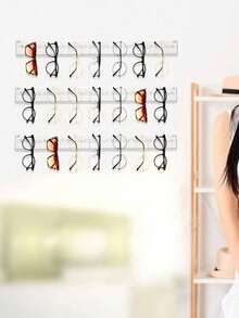 1pc Transparent Acrylic Wall-Mounted Eyewear Rack, Large Capacity Detachable Glasses Storage Organizer, Dust-Proof Space-Saving Display Stand, Suitable For Fashion Glasses And Prescription Eyewear, Bedroom, Vanity, Eyewear Store, Unisex - Multicolor - View 4