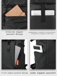 Ransel Pria Kasual Model Gulung Atas, Tas Laptop Kerja Warna Blok, Tas Sekolah Pelajar Kapasitas Besar yang Dapat Diperluas, Tas Tangan Perjalanan Multifungsi untuk Perjalanan Bisnis dan Aktivitas Luar Ruangan - MultiWarna - View 5