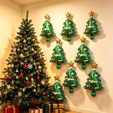 10pcs 16-Inch Christmas Tree Shaped Aluminum Foil Balloons, Suitable For Christmas Holiday Atmosphere Decoration, Store Window Display, Holiday Party Scene Arrangement, Photo Props - View 6