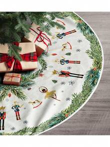 1pc Christmas Tree Skirt Featuring Nutcracker-Themed Soldier And Princess Motifs; A Decorative Mat Designed To Conceal The Tree Stand And Enhance The Festive Atmosphere. - Multicolor - View 10