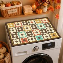 Luckybutterfly 1pc Vintage Plaid Floral Print Washing Machine Cover Mat, Dirt-Resistant Waterproof Countertop Protector, Home Laundry Room Decor Table Mat - Multicolor - View 6