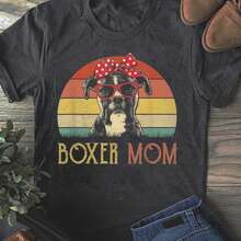 Boxer Mom T-Shirt: Vintage Retro Dog Lover Gift - 黑色 - 查看 1