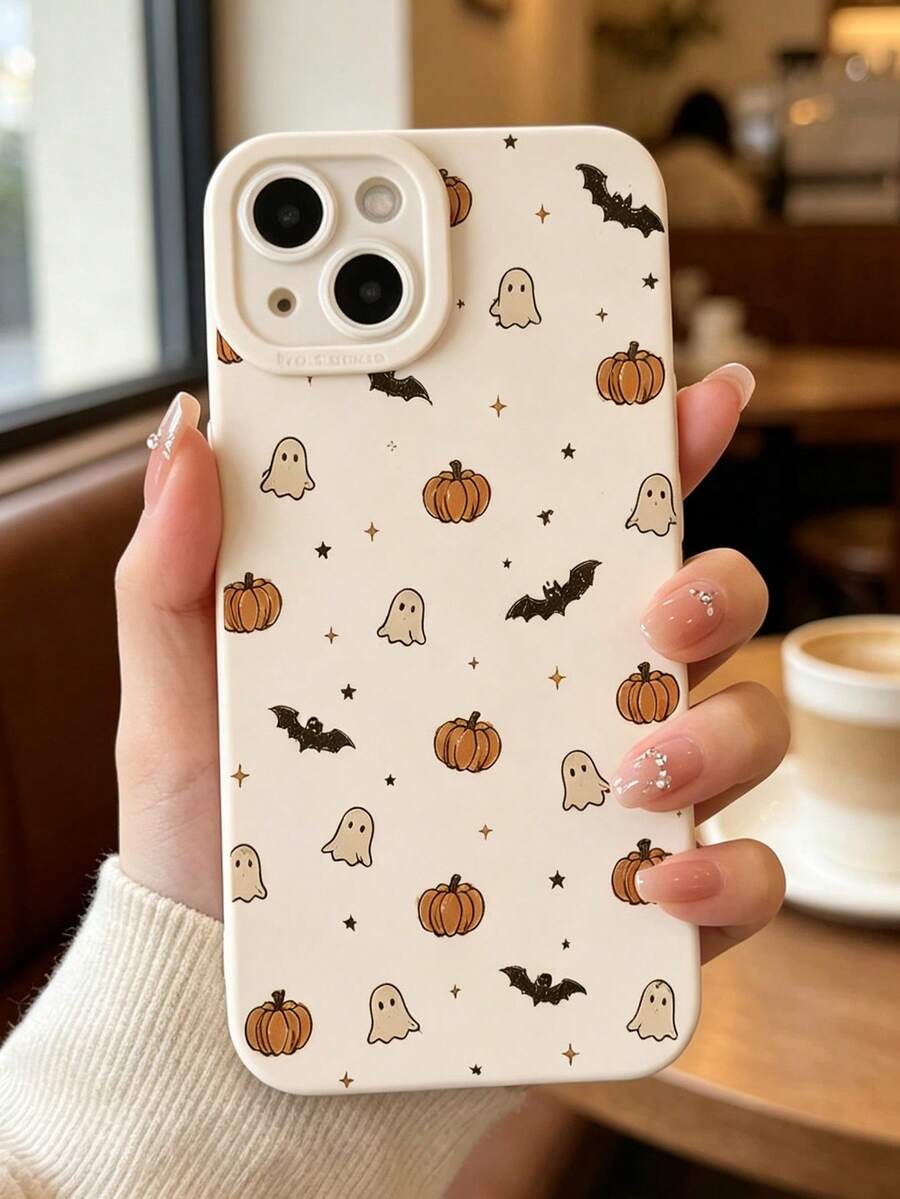 1pc Personalized Halloween Pumpkin Ghost Bat Pattern White Pupil Full Coverage Lens Anti-Drop Anti-Fingerprint Phone Case Compatible With IPhone 16/16Pro/16Plus/15/15ProMax/15Pro/11/12/13/14ProMax/11Pro/11ProMax/12Pro/12ProMax/13Pro/13ProMax/14Pro/14ProMax Soft Shell Premium Creative - Multicolor - View 1