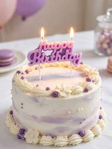 Purple Macaron Girl HBD One-Piece Happy Birthday Pattern Birthday Party Cake Decoration Photo Prop Candle - View 2