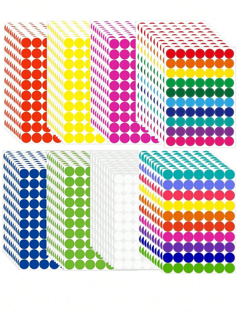 (10pcs) Colorful Round 8 Colors Label Stickers Dot Self-Adhesive Round Stickers - Large Round Sticker - View 1