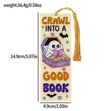 7-Piece Creative Skeleton Ghost Themed Bookmark Set, Cute Halloween Style Acrylic Bookmark Set With Tassel Hanging Rope, Suitable For Students, Book Lovers, Adults, Reading Notes, Halloween Party Decorations, Book Collections, Decorative Items. - Color - View 6
