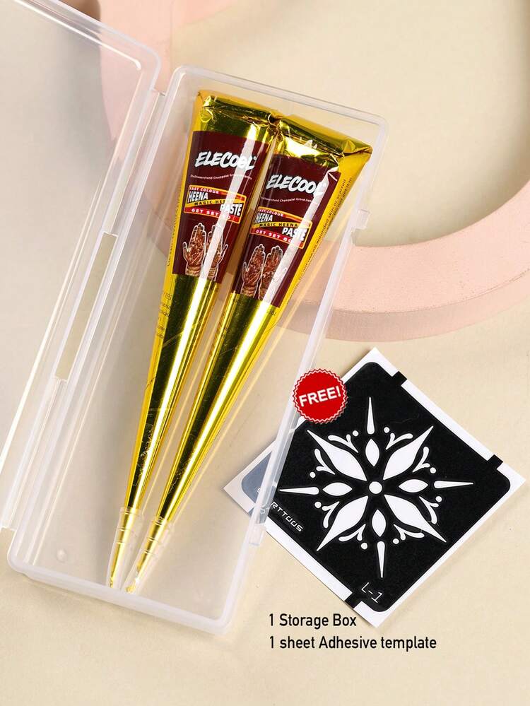 2pcs Brown Henna Tattoo Cream Semi-Permanent Tattoo Ink For Arm, Shoulder, Neck, Collarbone, Body, Long-Lasting Color Retention, Plant-Based Tattoo Ink - Coffee Brown - View 11