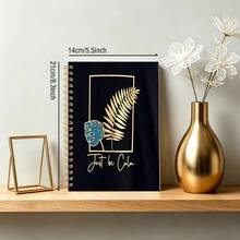 1PC Spiral Notebooks Gold Fern Leaf Blue Turtle Leaf Pattern Notebook Simple Hand Account Classroom Notes Office Meeting Records Portable Notebook, Suitable For Professionals, Students And Office Use - Perfect Gift Choice - 1 - View 3